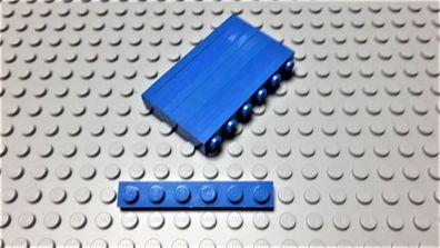 Lego 10 Stück Platten 1x6 Blau Nummer 3666