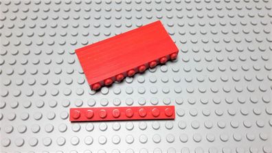 Lego 10 Stück Platten 1x8 Rot Nummer 3460