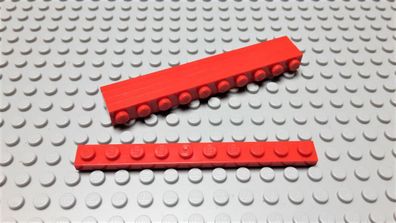 Lego 5 Stück Platten 1x8 Rot Nummer 4477