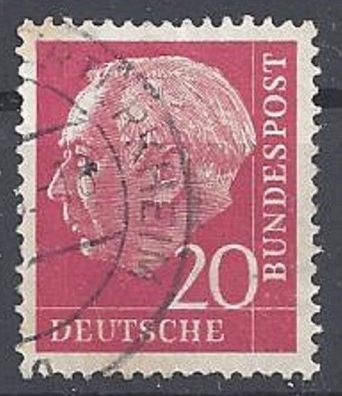 Mi. Nr. 185, BRD, Bund, Jahr 1954, Heuss 20 rot, gestempelt