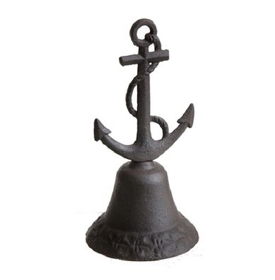 Glocke, Maritime Handglocke, Tischglocke mit Anker Handgriff, Gusseisen 17 cm