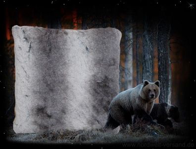 Kissen Grizzlyfell / Grizzly Bär- Fellkissen, Hülle, Webpelz, 45 x 45 cm