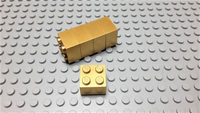 Lego 5 Stück Basicsteine 2x2 hoch Pearlgold Nummer 3003