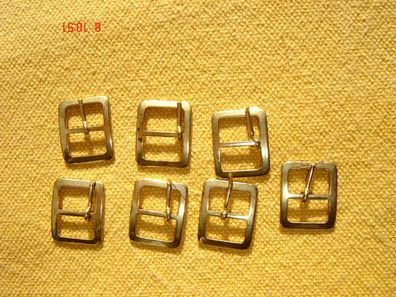 6 Stück kleine Gürtelschließe 2 x 1,8 cm Metall silber - oder messingfarben