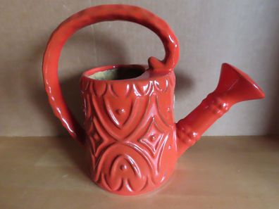 Gießkanne rot Keramik Dekoration / ca. 15 cm hoch / WKW Keramik 624