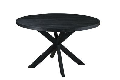 Esszimmertisch Küchentisch Tisch Kala Schwarz Spider Rund Mango Stahl 150 cm