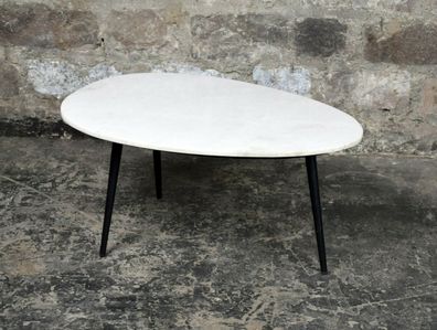 Couchtisch Marble Beistelltisch Sofa Marmor Stahl schwarz weiß Sofatisch 70 cm x 50