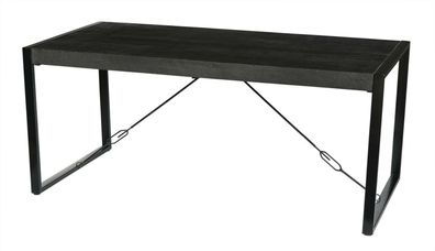 Esstisch Küchentisch Norris Mango massiv Massivholz Stahl Tisch Schwarz 140 cm