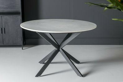 Esszimmertisch Küchentisch Tisch Jacky Spider Stahl Marmor weiß 130 cm x 76 cm