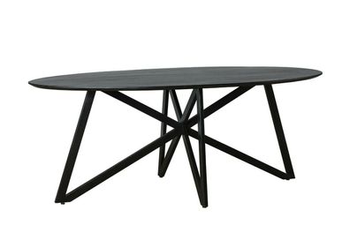 Esszimmertisch Küchentisch Tisch Oslo Schwarz Oval massiv Akazien Holz 200 cm