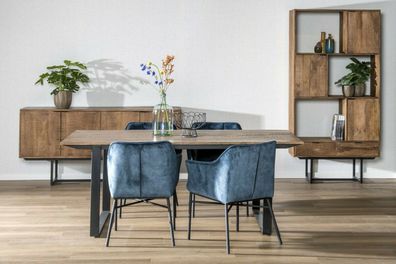 Mango Holz massiv Küchen Tisch Esszimmertisch Tafel Valdez 200 cm x 100 cm Stahl