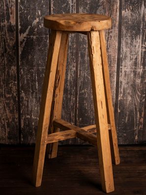 Teakholz Teak Holz massiv Barhocker Bar Stuhl rund Sam 75 cm x 30 cm Gartenbar