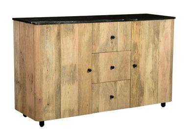 XXL Design Echtholz Mango Holz Marmor Kommode Sideboard Pebbels 143 cm x 80 cm