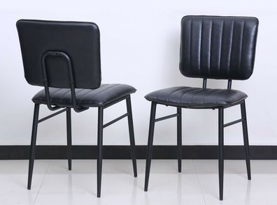2er Set Design Stuhl Stühle Esszimmerstuhl Harvey Kunstleder Metall schwarz