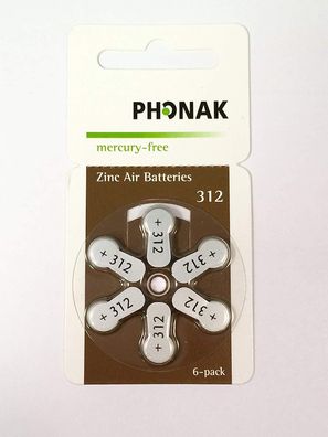 Phonak 312 Mercury Free Hearing Aid Battery x60 Cells (10 packets) by Keephearing LTD