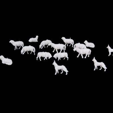 20 Stk. Tiere H0 Schafe Hunde Modellbahnanlagen H0 1:87 Zubehör unbemalt (0,13€/1Stk)