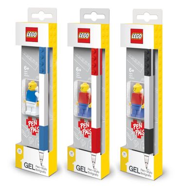 LEGO 3er Set Gelstift mit Legofigur (Blau, Rot, Schwarz) Kugelschreiber Stift