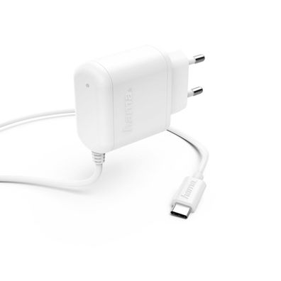 Hama USB Typ-C fast charging schnell Ladegerät 12W/ 2,4A Ladekabel 1m Weiß Neu