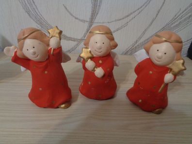 3 verschiedene Engel aus Keramik -Deko Weihnachten