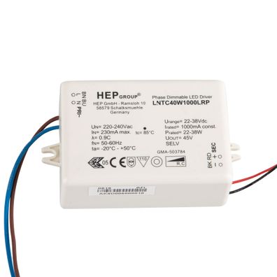 HEP Phase Dimmbar Treiber 1000mA 22-38W 22-38V dc