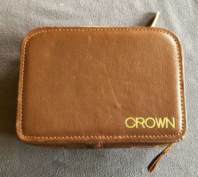 Alte Crown Koffer Tasche braun mit Kopfhörerbuchse 21,5 x 15,5 x 8,5 cm (252)