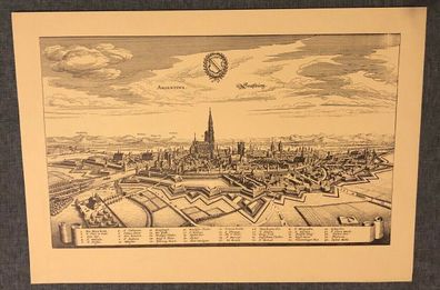 Holzstich Ansicht von Straßburg (Argentina) ca. 1644 - 43,6 x 30,6 cm (M2)