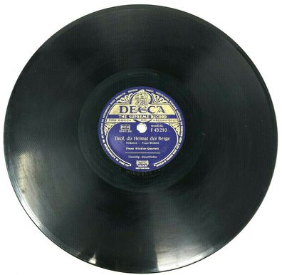 10" Schellackplatte Decca F 43210 Alpenfrieden / Tirol, du Heimat der Berge (S1)