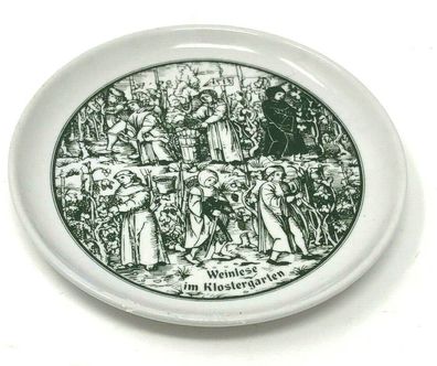 Porzellan Teller von Rösler Tettau Motiv Weinlese im Klostergarten Ø 10 cm (5)