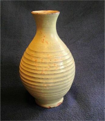 Steingut Vintage Vase Gelb 17 cm hoch Ø 9 cm (6)