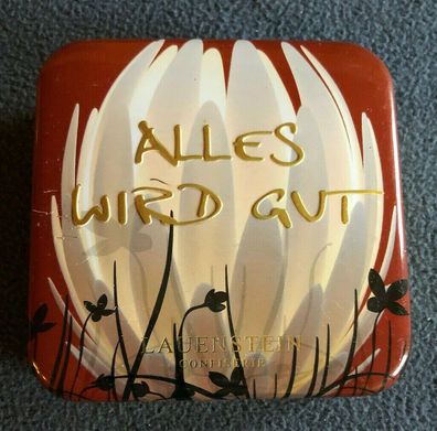 Blechdose Lauenstein Confiserie "Alles wird gut" 9,4 x 9,4 cm groß (120)