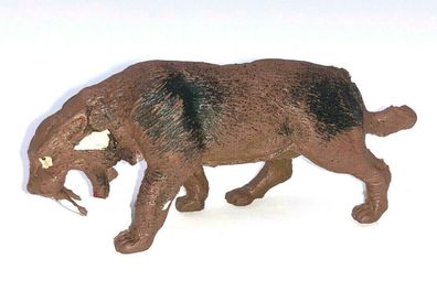 Inpro Smilodon Vintage 1972 Brown Plastic Dinosaur Prehistoric Mammal Figure