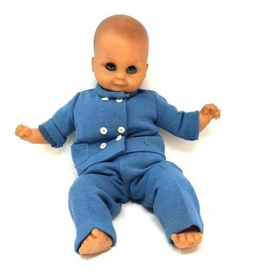 Spielzeug Puppe mit blauem Anzug ca. 45 cm groß mit Schlafaugen(W21)