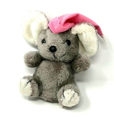 Graue Plüsch Maus ca. 20 cm groß - Stofftier mit rosa Mütze (140) (Gr. 20 cm)