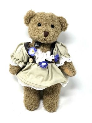 Deko Plüsch Teddybär Teddy mit Dirndl und Herzkette ca. 25 cm groß (W52)