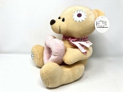 Teddybär sitzend mit rosa Herz "LOVE" - 70340 - ca. 24 cm groß (W72)