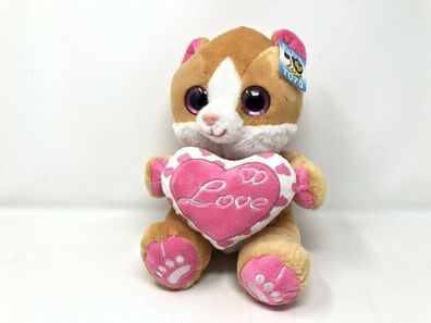 Flo´s Toys Katze mit Love Herz Stofftier Kuscheltier Schmusetier (90)