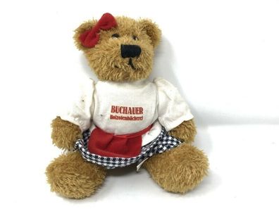Plüsch Teddy mit Rock - Buchauer Holzofenbäckerei - Seltenes Sammlerstück (W75)