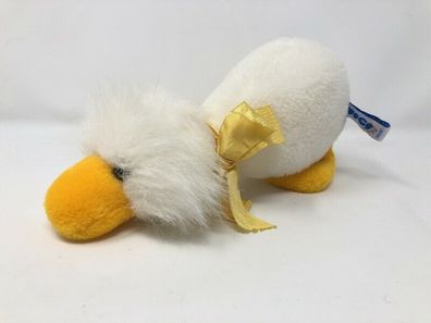Nici Plüsch Ente weiss/ gelb Adlerkopf mit gelber Schleife - ca. 23 cm groß (W71)