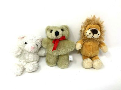 3 Stück mini Plüschfigur Konvolut (Teddy / Löwe / Eisbär ) 10-13 cm groß (253)