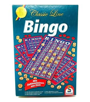 Schmidt Spiele - Bingo Classic Line Brettspiel - Zahlensteine aus Holz - 8+ (79)