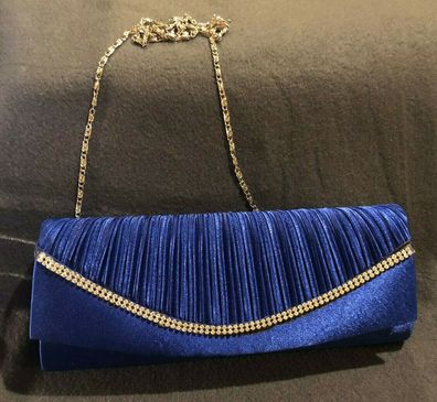 Edle Damen Clutch Abendtasche Blau glänzend mit Magnetverschluß (140)