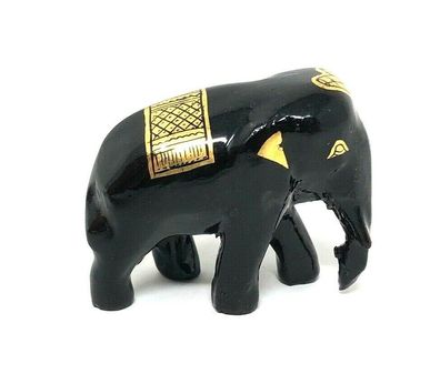 Vintage Deko Elefant goldfarben verziert ca. 5.3 cm x 4,5 cm groß (K) (Gr. Klein)