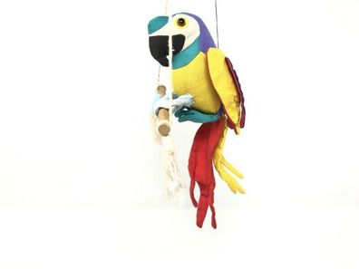 Dekorativer Papagei auf Holzstange zum Aufhängen ca. 11 cm groß (255)