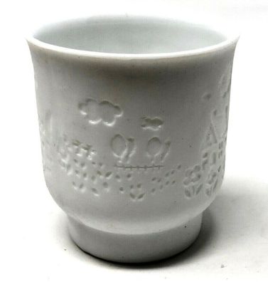 Teelichthalter aus Biskuitporzellan Porzellan in Weiß - Motiv "Landschaft" (W54)