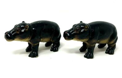 2x AAA China Hippopotamus Kunststoff figur ca. 7,8 cm groß (W6)