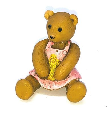 Vintage MEG 1995 Teddy In My Pocket Baby Girls with Flower in Pink Dress (50-II)
