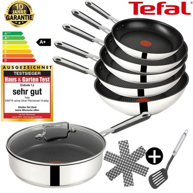 Tefal E76 Pfannenset, 10 tlg, Bratpfanne, Set 19 Antihaft, Schmor, Wok, Pfanne