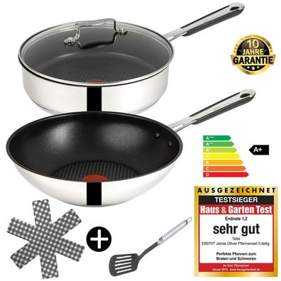 Tefal E76 Set8 Pfannenset, 25cm Schmor + 28cm Wokpfanne, 5tlg Induktionsgeeignet