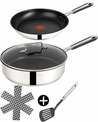 Tefal E76 Pfannenset, 25 cm Schmorpfanne + 20 cm Bratpfanne, Pfanne 5tlg, Set 10