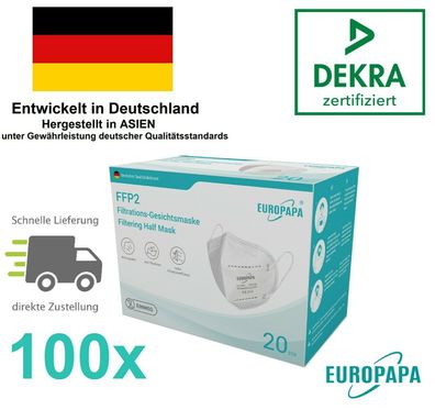 100x Europapa FFP2 Atemschutzmaske DEKRA geprüft CE2163 Maske FFP 2 Mundschutz